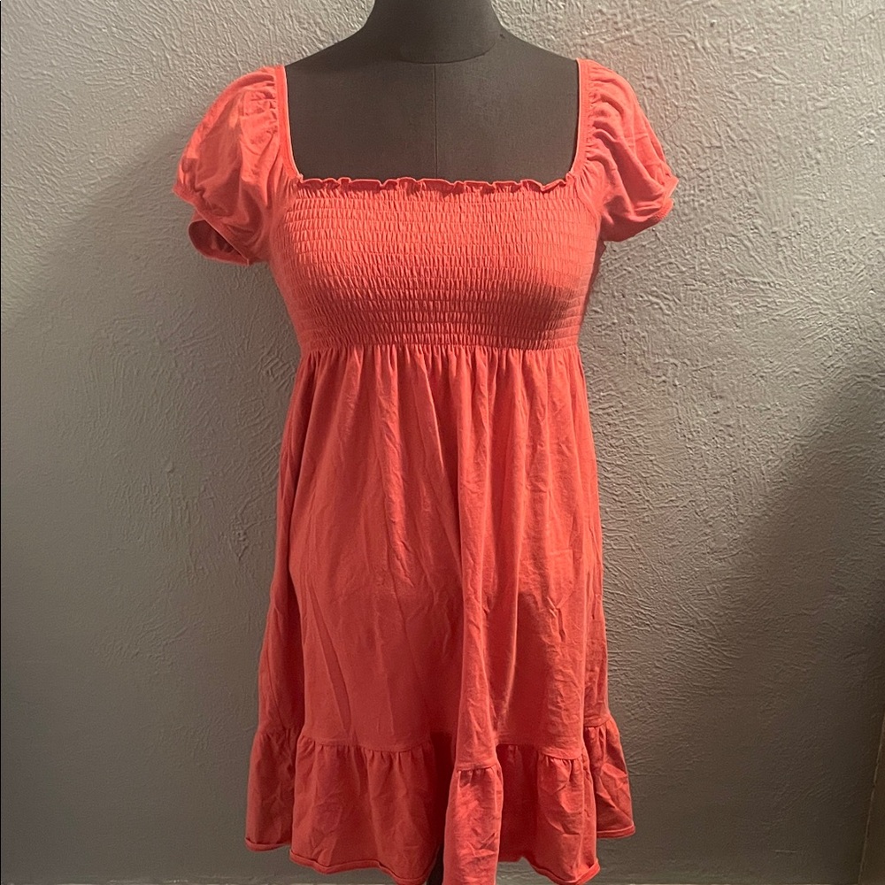 LOFT Coral Smocked Dress